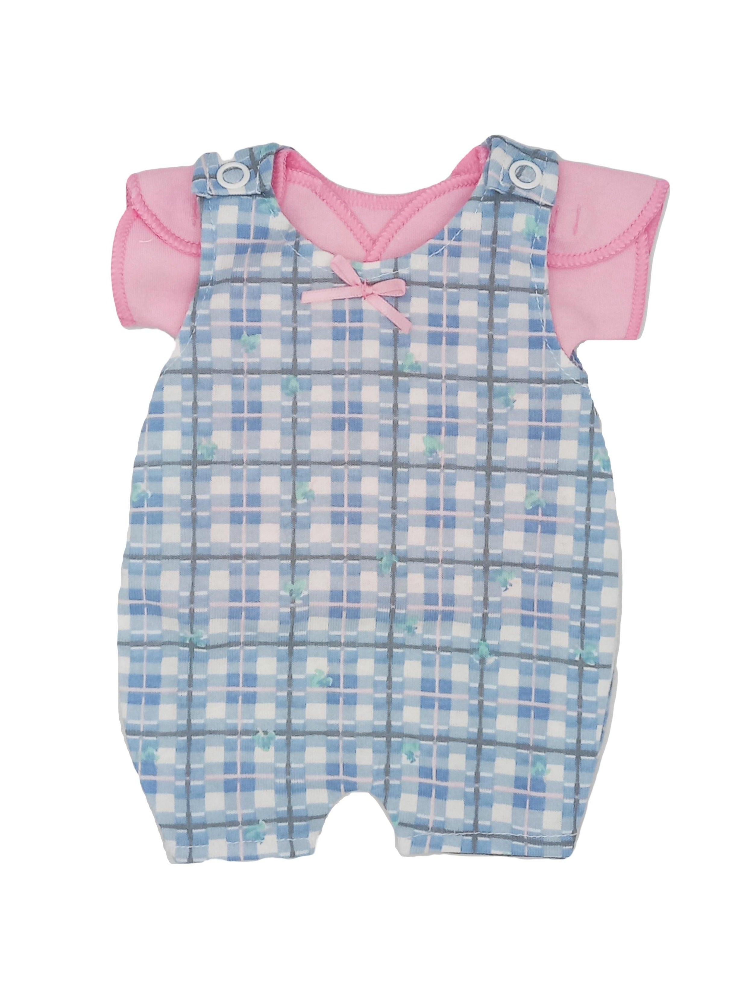 Pink and Blue Check Dungaree and T-shirt Set - Dungaree - Itty Bitty Baby Clothing