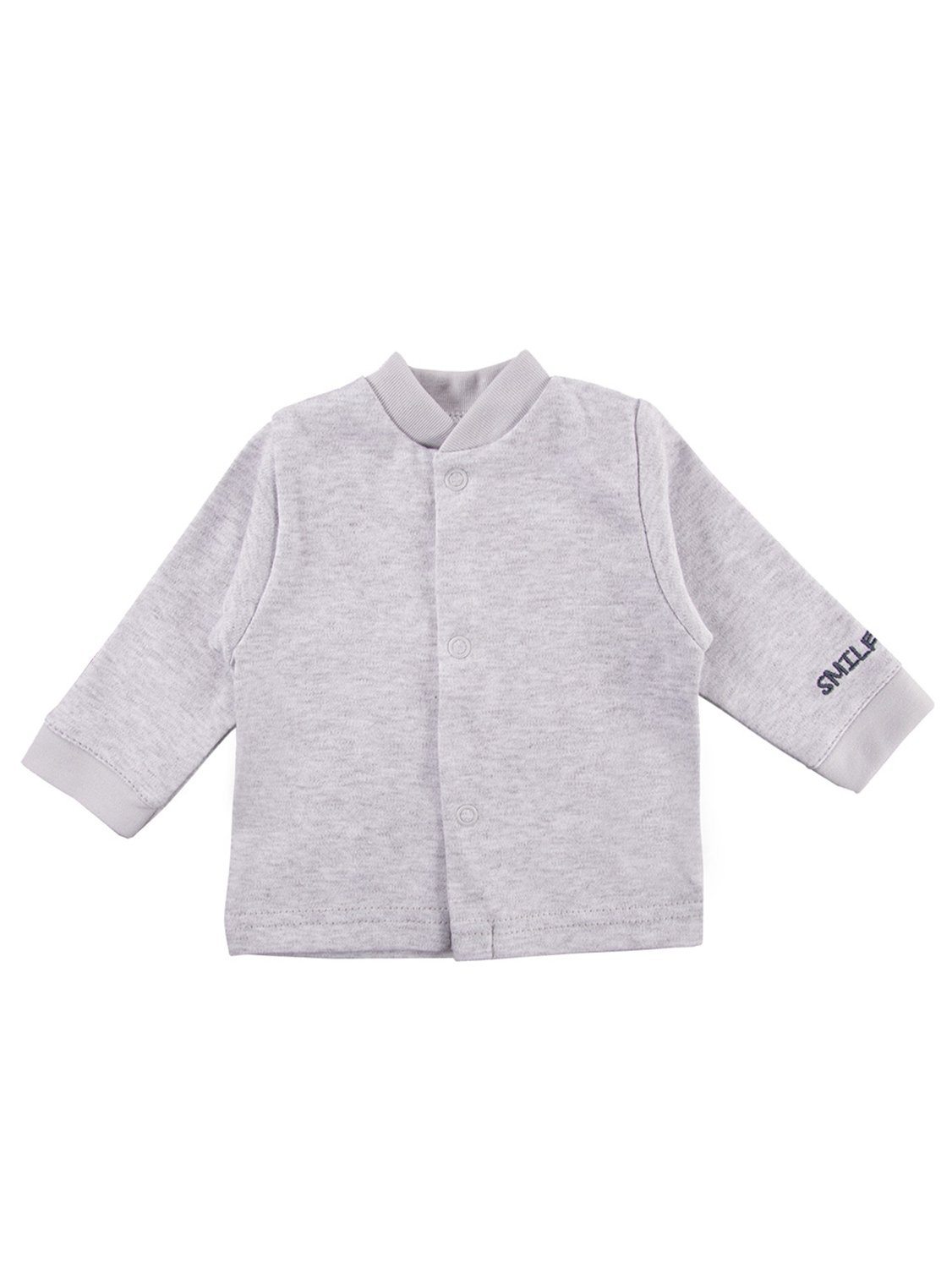 Early Baby Long Sleeved Top, "Smile Zebra" Embroidery, Grey - Top / T-shirt - EEVI