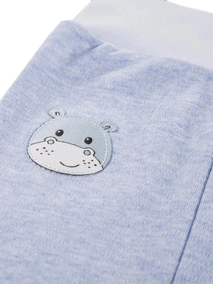 Early Baby Jersey Trousers, Cute Hippo Design - Blue (3-5lb & 5-8lb) Trousers / Leggings EEVI 