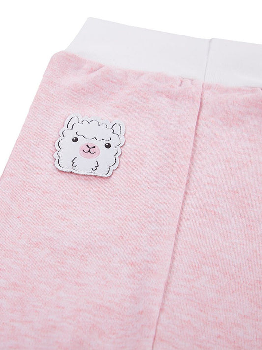 Early Baby Jersey Trousers, Cute Alpaca Design - Pink Trousers / Leggings EEVI 