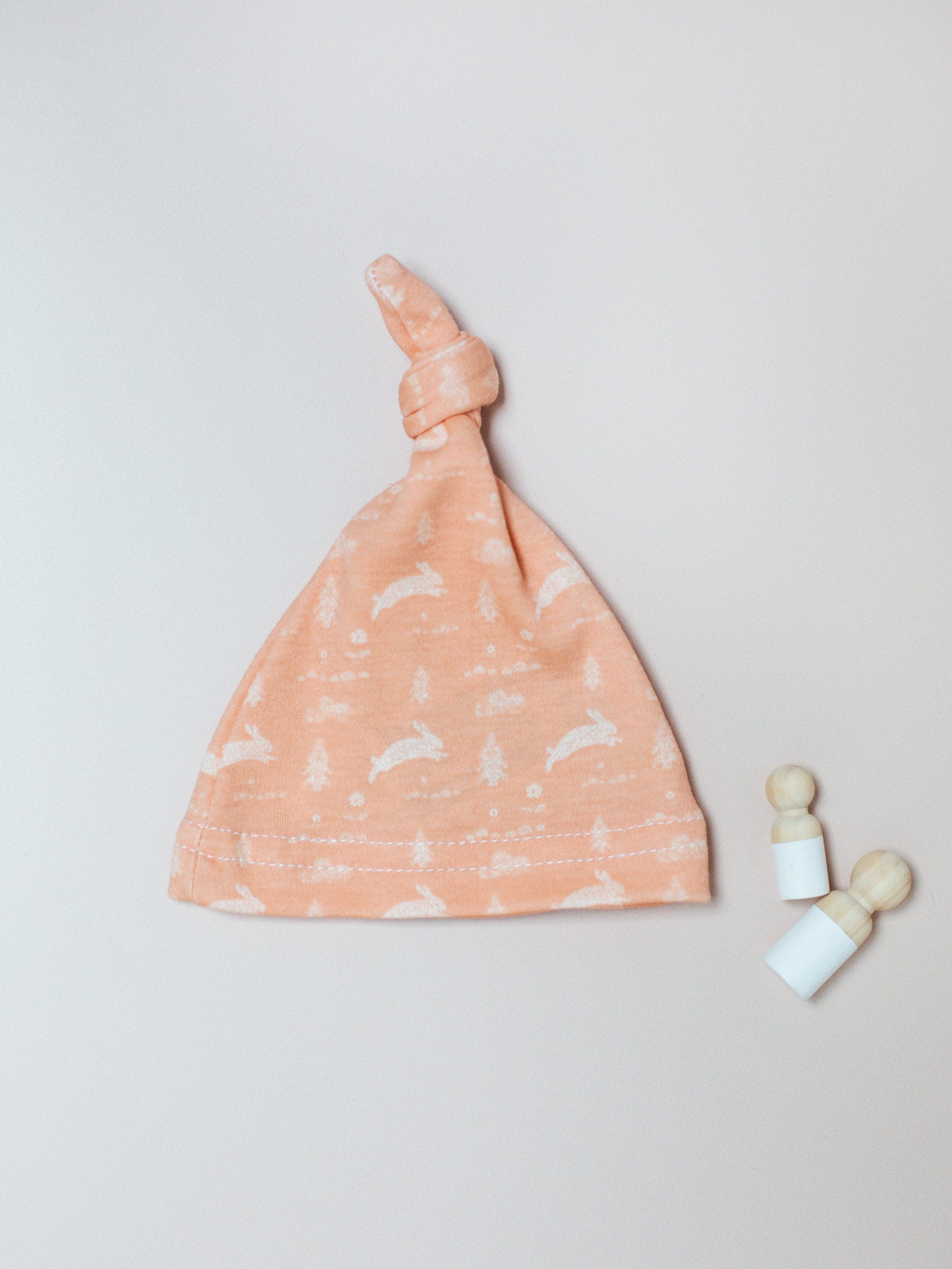 Knotted Hat, Leaping Bunnies, Premium 100% Organic Cotton - Hat - Tiny & Small