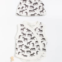 Incubator Vest & Round Hat Set, Little Zebras, 100% Organic Cotton Incubator Vest & Hat Set Tiny & Small 