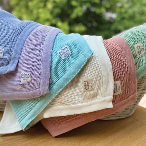 Organic Cotton Knitted Blanket - Blue Blanket Cotton Boulevard 