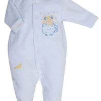 Blue Velour Mouse In Teacup Sleepsuit Sleepsuit / Babygrow Dandelion 