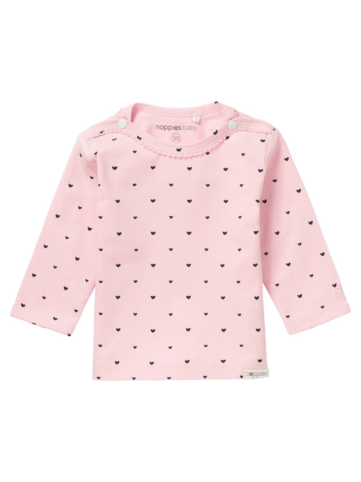 Pink Heart Print Top - Organic Cotton Top / T-shirt Noppies 