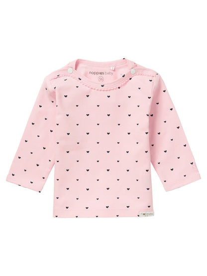 Pink Heart Print Top - Organic Cotton Top / T-shirt Noppies 