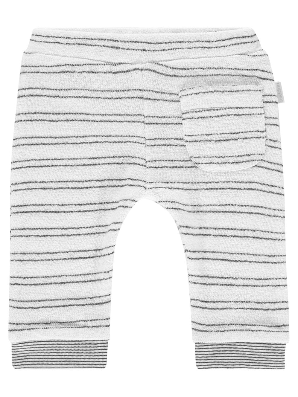 White Towelling Knit Trousers with Black Stripe - Trousers / Leggings - Noppies