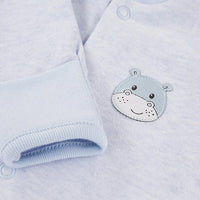 Early Baby Footed Sleepsuit, Cute Hippo Design - Blue Sleepsuit / Babygrow EEVI 