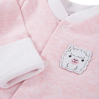 Tiny Baby Footed Sleepsuit, Cute Alpaca Design - Pink Sleepsuit / Babygrow EEVI 
