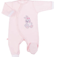 Early Baby Babygrow, Embroidered Bunny Design - Pink Sleepsuit / Babygrow EEVI 
