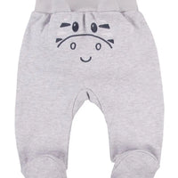 Footed Trousers, Grey With Zebra Face On Rear Trousers / Leggings EEVI 