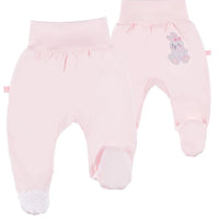 Early Baby Footed Trousers, Embroidered Bunny Rabbit On The Rear - Pink Trousers / Leggings EEVI 