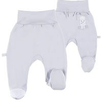 Early Baby Footed Trousers, Embroidered Lamb On The Rear - Grey Trousers / Leggings EEVI 