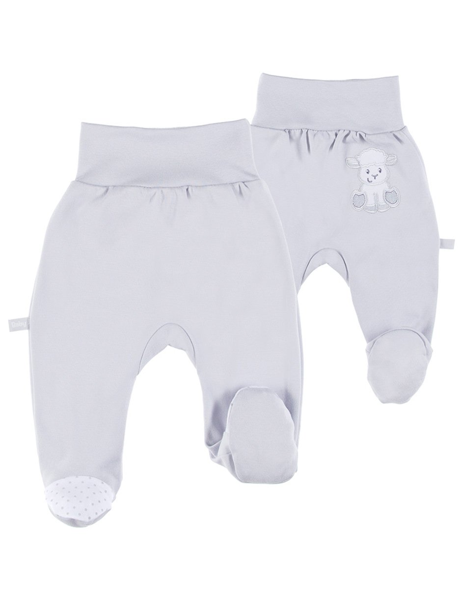 Early Baby Footed Trousers, Embroidered Lamb on the Rear - Grey (3-5lb & 5-8lb) - Trousers / Leggings - EEVI
