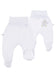 Early Baby Footed Trousers, Embroidered Chick On The Rear - White Trousers / Leggings EEVI 