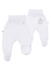 Early Baby Footed Trousers, Embroidered Chick on the Rear - White - Trousers / Leggings - EEVI