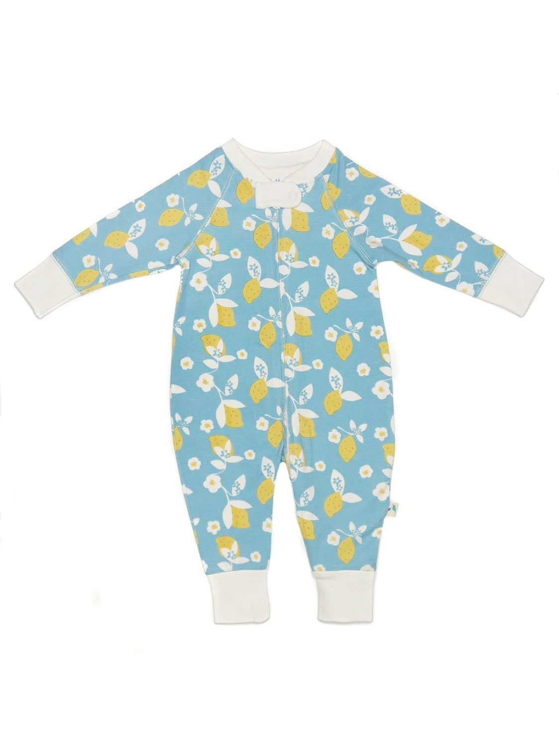 Organic Cotton Zip Up Lemon Sleepsuit - Sleepsuit / Babygrow - Cotton Boulevard