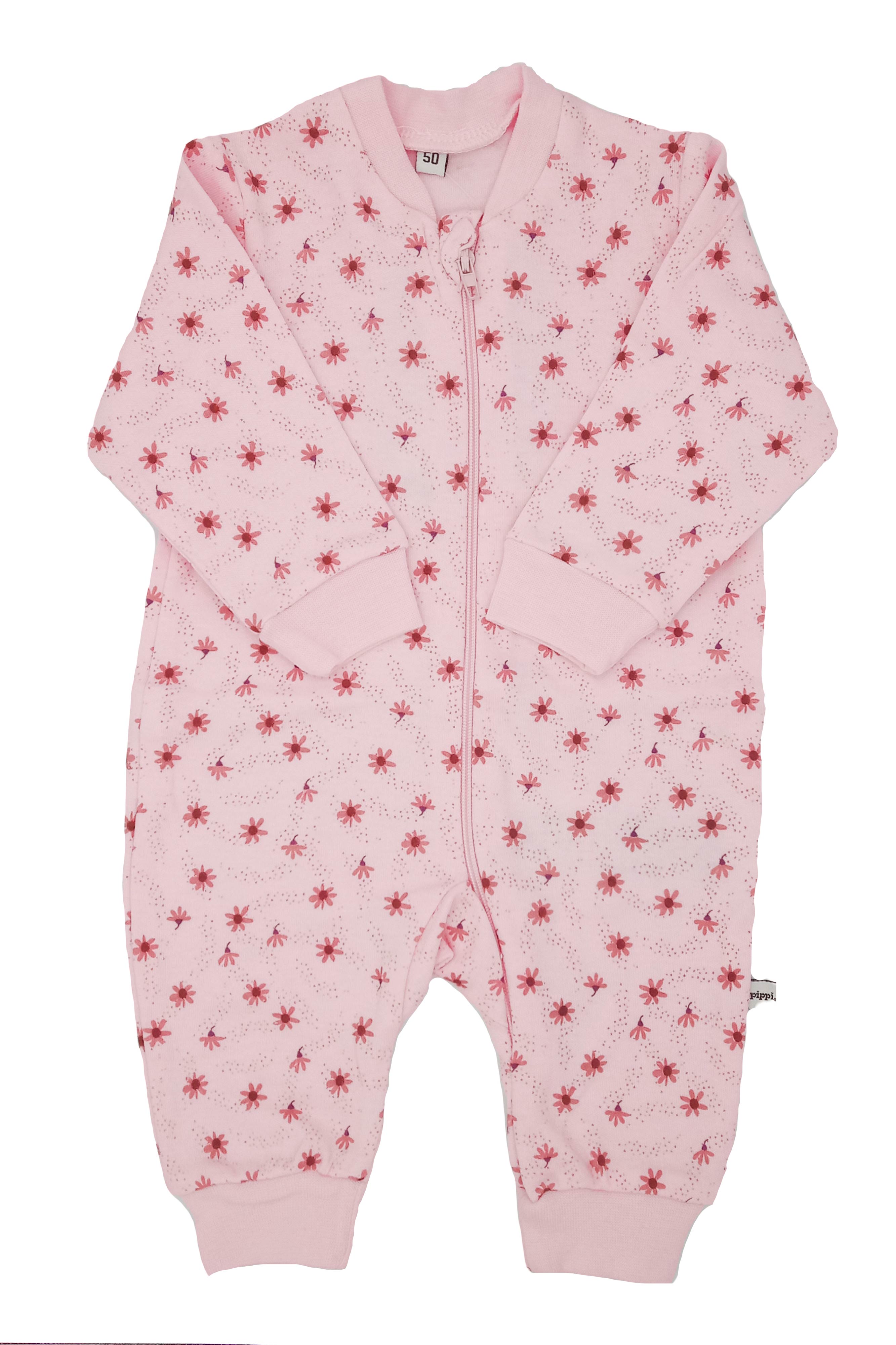 Dusty Pink Flower Print Footless Babygrow - Sleepsuit / Babygrow - Pippi