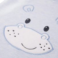 Early Baby Footed Dungarees, Cute Hippo Design - Blue Dungaree EEVI 