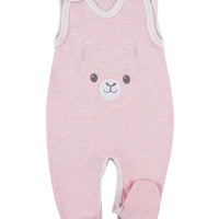 Early Baby Footed Dungarees, Cute Alpaca Design - Pink Dungaree EEVI 