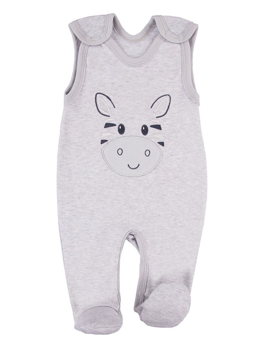 Early Baby Footed Dungarees, Cute Zebra Design - Grey - Dungaree - EEVI