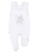 Early Baby Footed Dungarees, Embroidered Chick Design - White Dungaree EEVI 