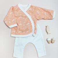 2 piece wrap top & trouser set, Leaping Bunnies, Organic Cotton Top & Trousers Tiny & Small 