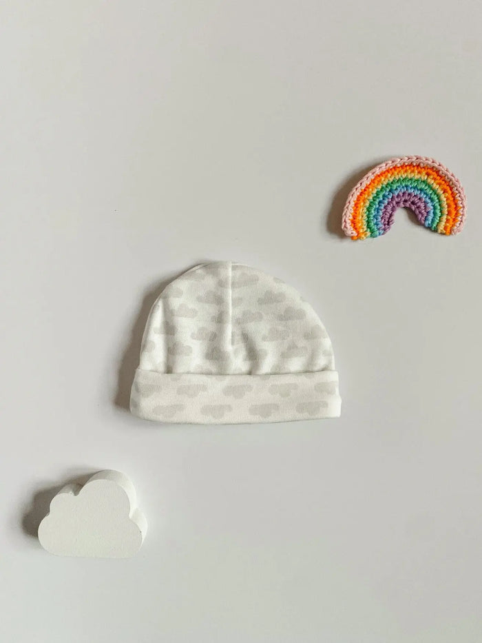 Tiny baby Round Hat, Silver Cloud, Premium 100% Organic Cotton