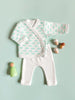 Load image into Gallery viewer, Premature Baby Set, Wrap Top &amp; Trousers, Mint Cloud, 100% Organic Cotton - set - Tiny &amp; Small