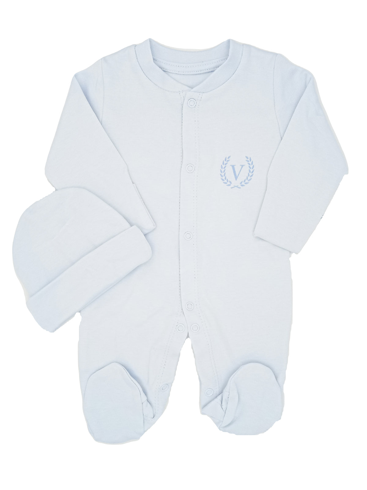 Visara Tiny Baby Sleepsuit & Hat Set - Blue - Sleepsuit / Babygrow - Visara