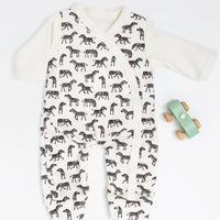 Dungaree & Top Set, Little Zebras, Premium 100% Organic Cotton Dungaree Tiny & Small 