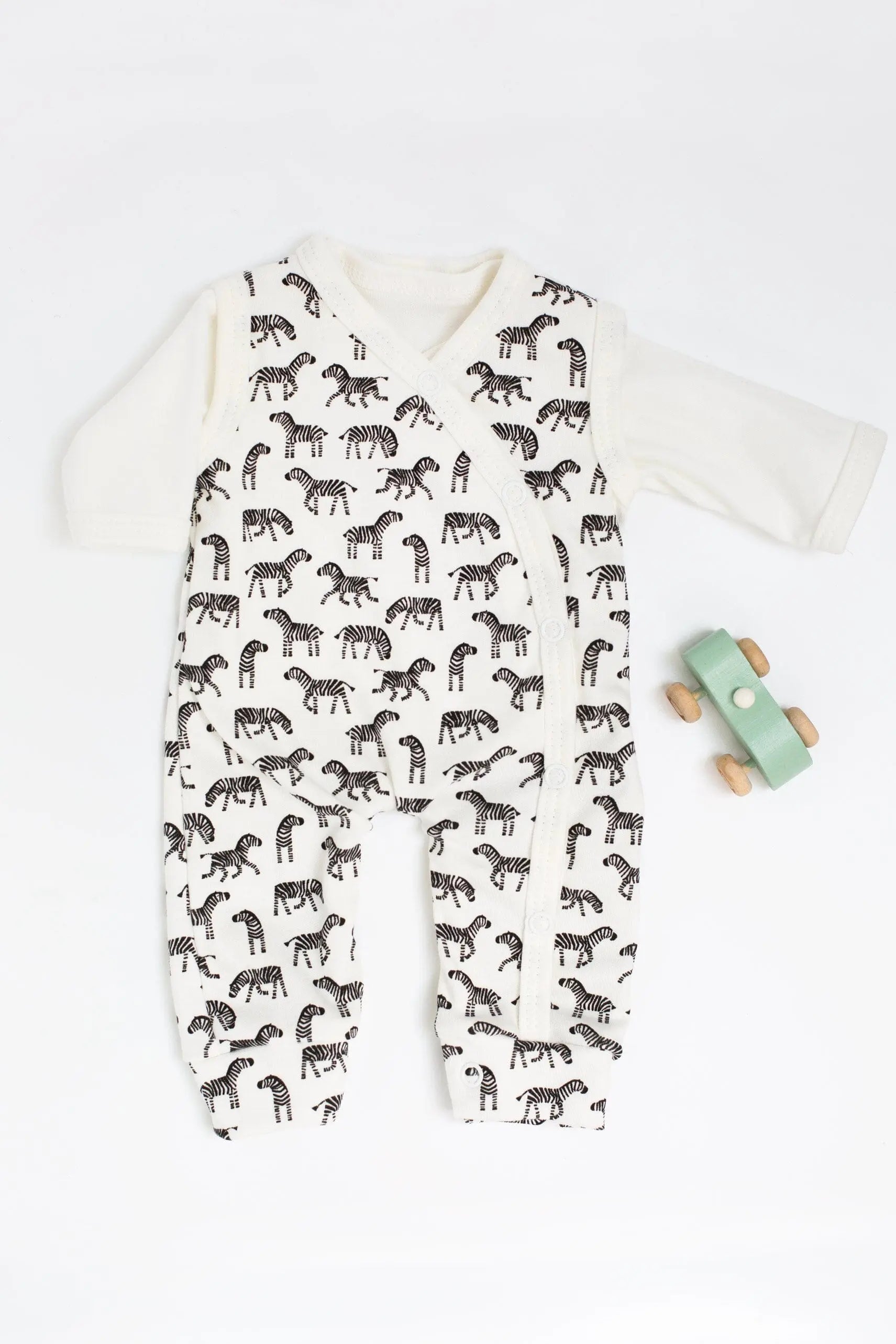 Dungaree & Top Set, Little Zebras, Premium 100% Organic Cotton Dungaree Tiny & Small 