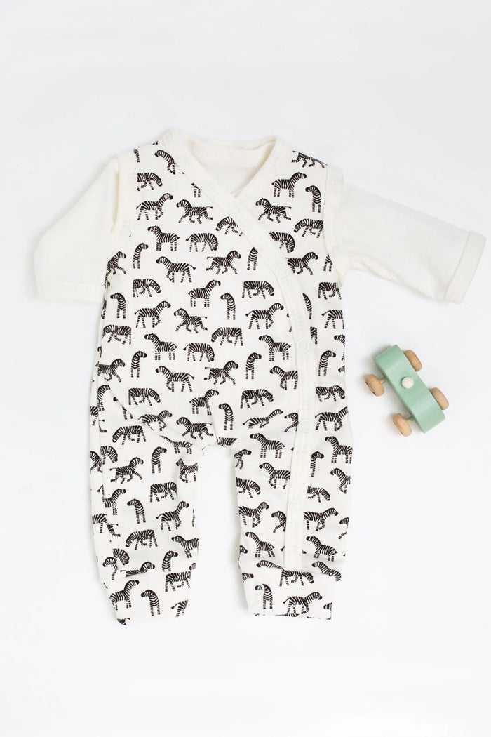 Dungaree & Top Set, Little Zebras, Premium 100% Organic Cotton