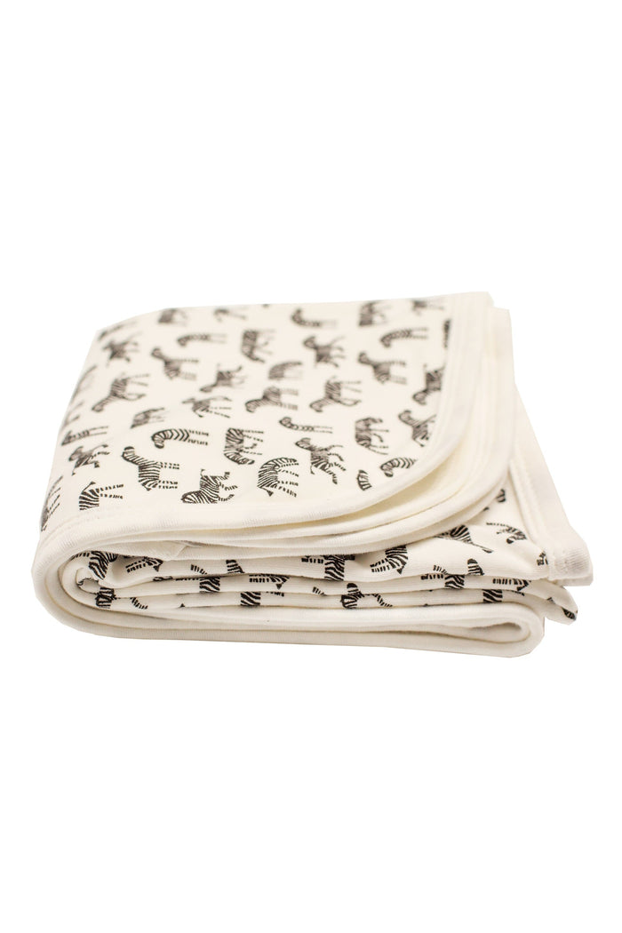 Organic Cotton Baby Blanket, Little Zebras Print