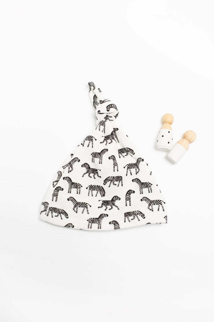Premature Baby Hat, Knotted, Little Zebras, Premium 100% Organic Cotton
