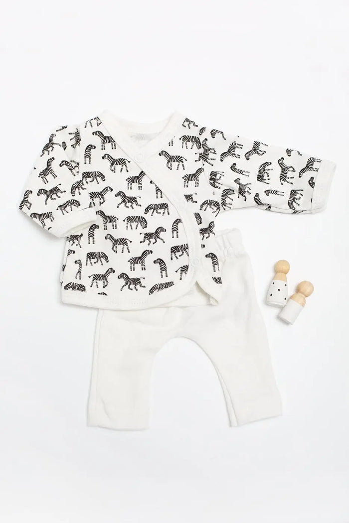 Premature Baby Outfit, Little Zebras Print, Organic Cotton