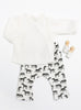 2 piece Cream wrap top & Little Zebras print trouser set , Organic Cotton - set - Tiny & Small