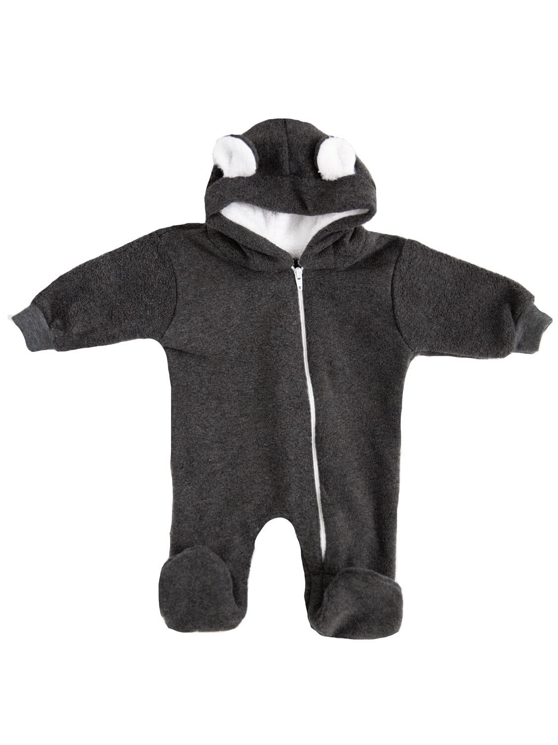 Fleece Pramsuit for a Small Baby, Charcoal - Snowsuit / Pramsuit - Little Lumps