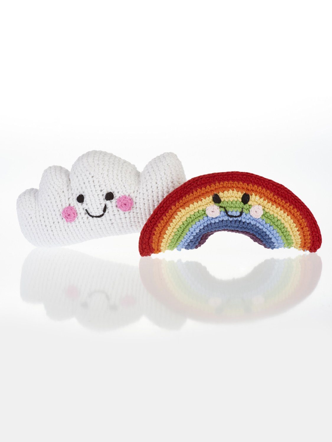 Smiley Cloud Crochet Fair Trade Rattle Toy - Rattle - Pebble Toys