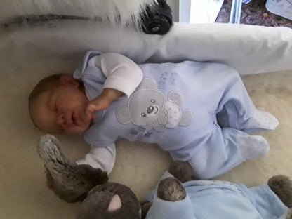 Early Baby Top & Bear Footed Dungarees Set - Blue Dungaree EEVI 