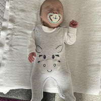 Early Baby Footed Dungarees, Cute Zebra Design - Grey Dungaree EEVI 