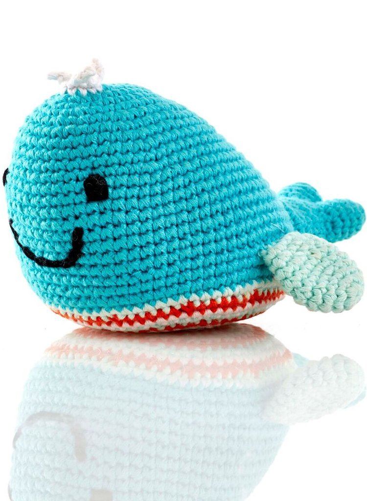 Crochet Whale - Fair Trade Rattle Toy, Pebble Toys - Rattle - Pebble Toys