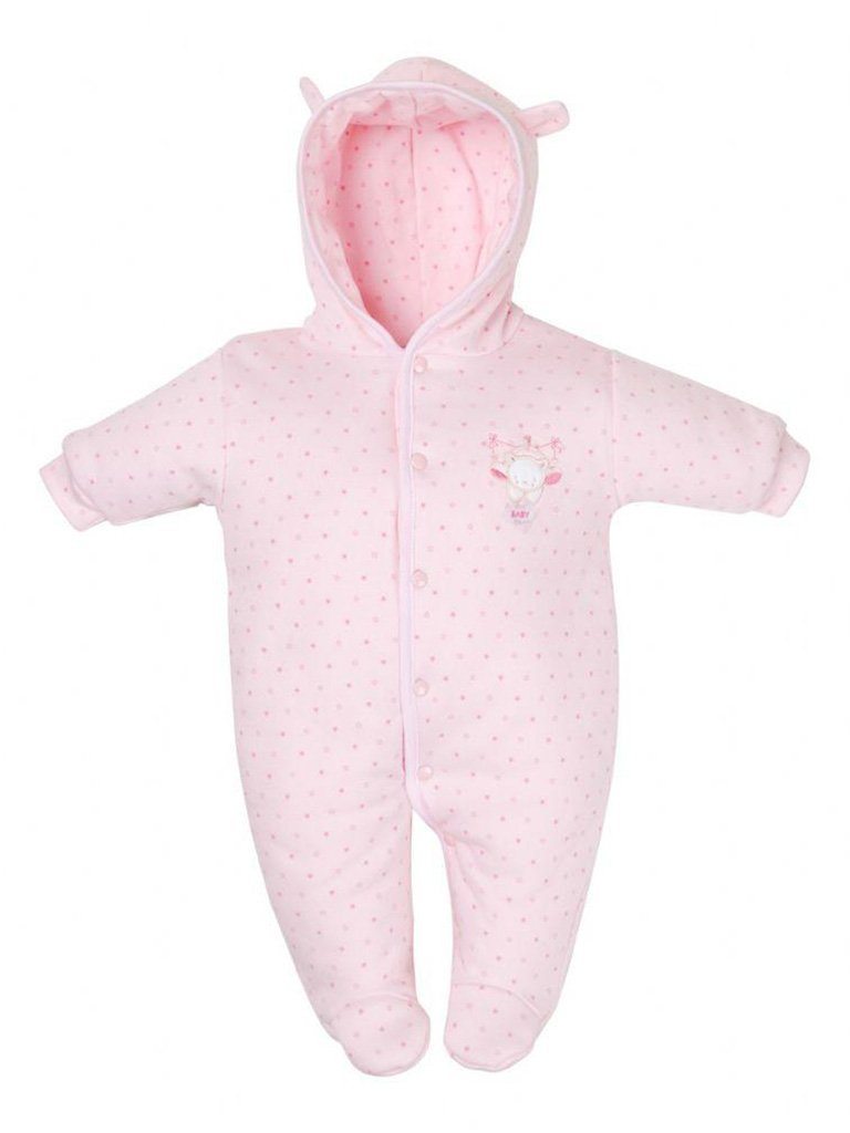 Pink Tiny Baby Snowsuit, Bear Ears on Hood - Snowsuit / Pramsuit - Dandelion