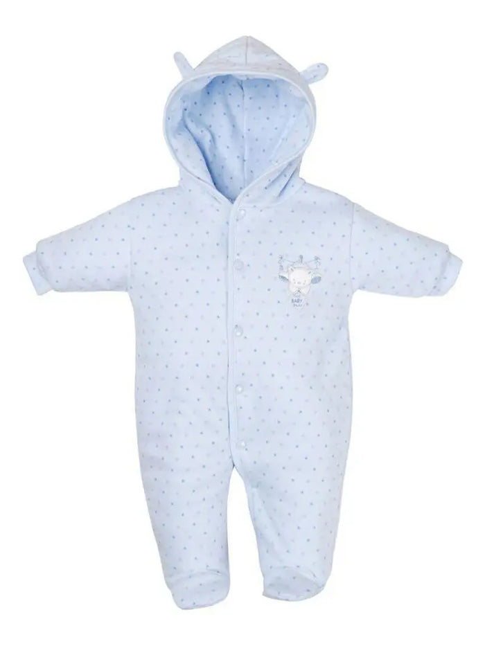 Blue Snowsuit, Bear Appliqué, Bear Ears on Hood