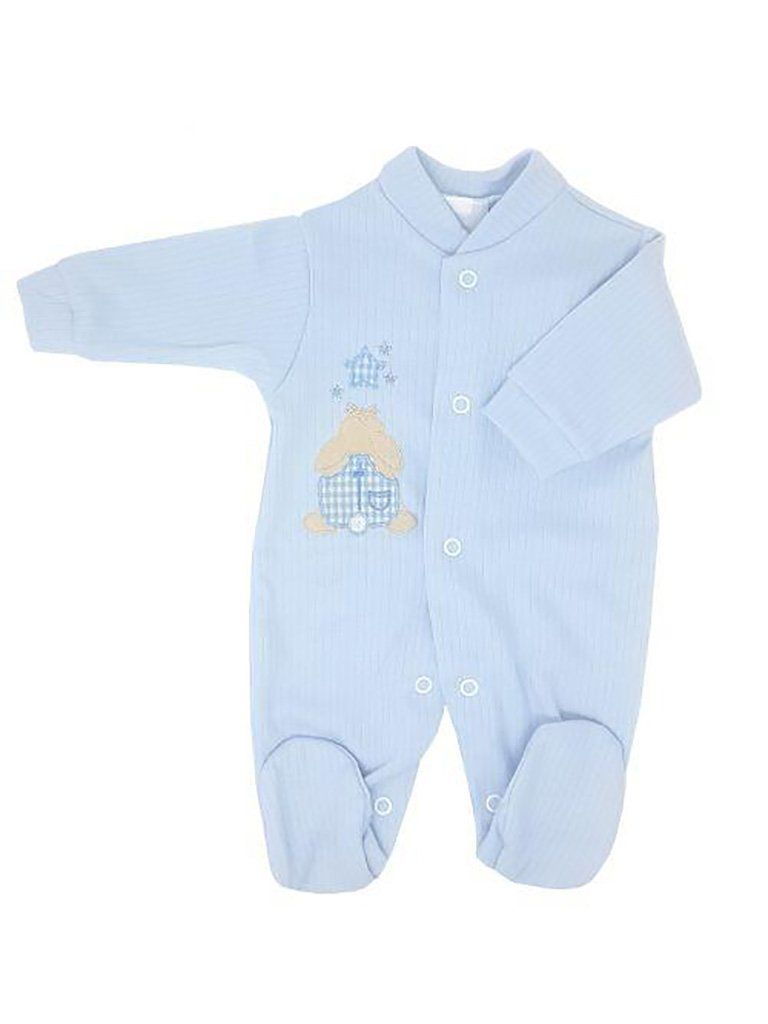 Blue Ribbed Rabbit & Star Sleepsuit, 4 Sizes - Sleepsuit / Babygrow - Dandelion