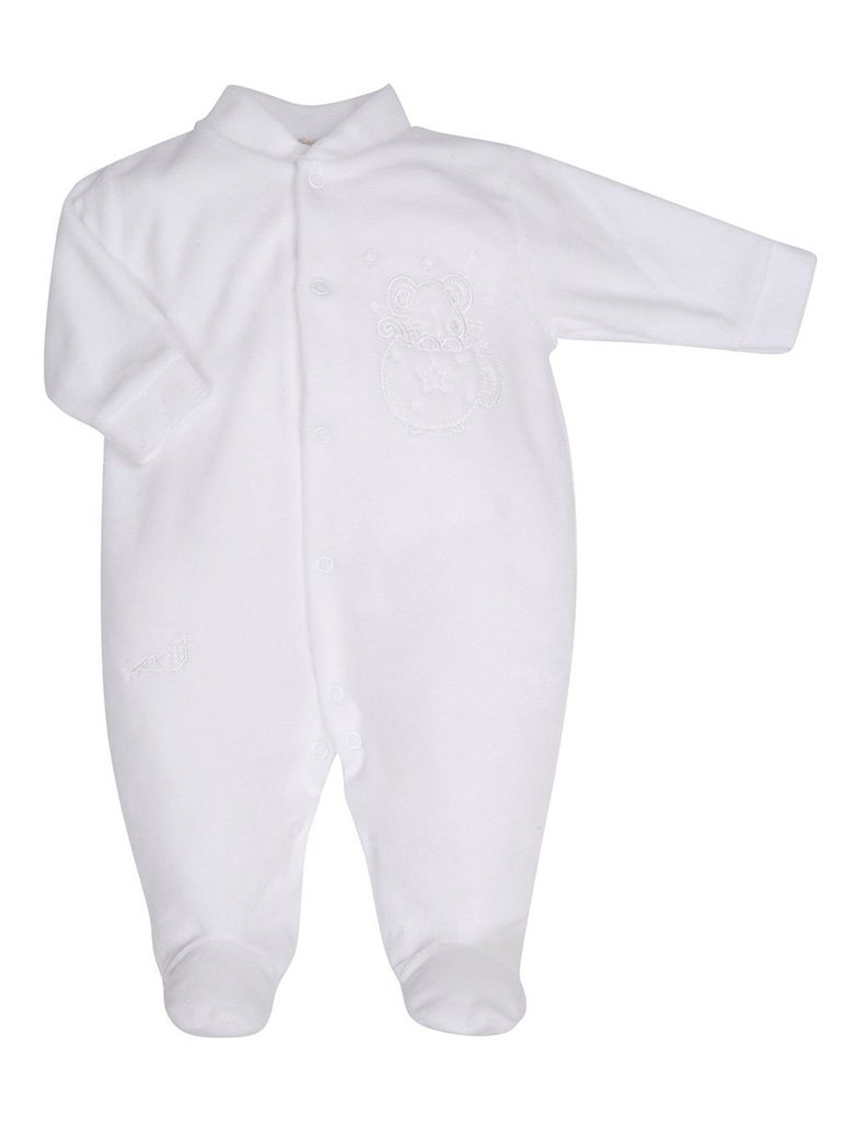 White Velour Mouse in Teacup Sleepsuit - Sleepsuit / Babygrow - Dandelion