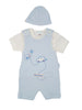Daydreamer Set, Blue: Dungarees, Top & Hat (3-5lb & 5-8lbs) - Dungaree - Tiny Chick