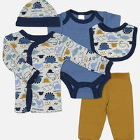 Dinosaur Mustard & Blue 4 piece set Outift Soft Touch 