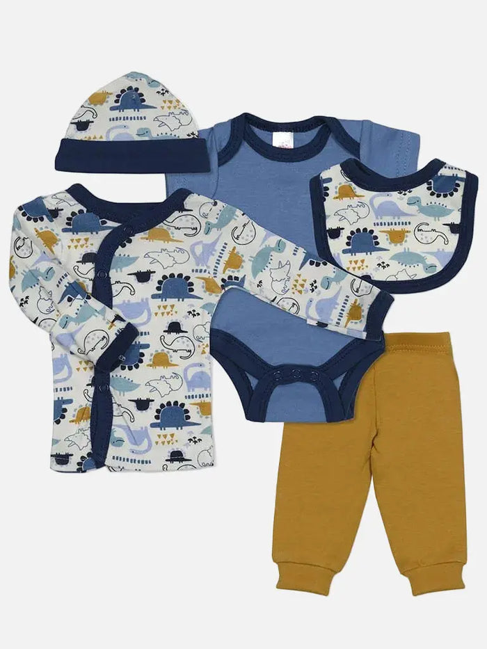 Dinosaur Mustard & Blue 4 piece set
