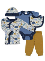 Dinosaur Mustard and Blue 4 piece set